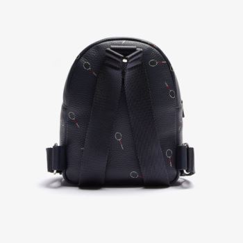 Lacoste Croco Crew Raquet-Print Small Grained Leather Backpack Dámské - Batoh Černé | CZ-DAVkgJ